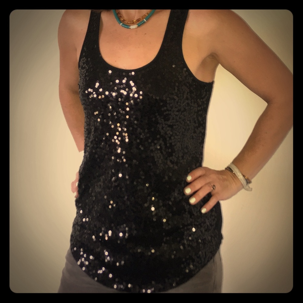 Black sequined racerback tank